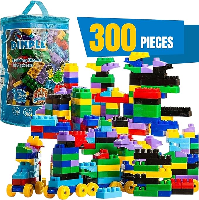 Dimple Building Blocks for Toddler (300 Pcs) Stacking Toys & Puzzle Games for Learning and STEM Fun Montessori Toys, Educational Baby Blocks Age 3+ Toddler Boy & Girl Birthday for Kids