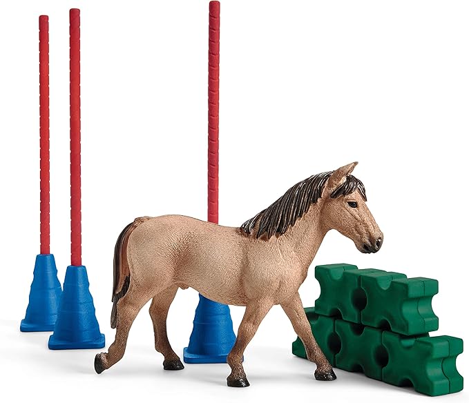 Schleich Farm World, Horse Toy for Girls and Boys, Pony Slalom Playset with Horse Figurine 12-piece set, Ages 3+