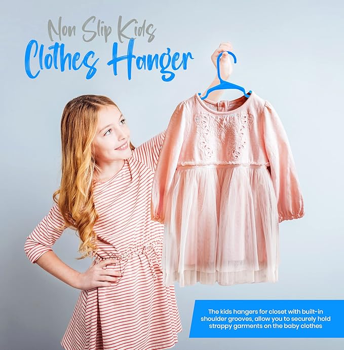 Utopia Home 20 Pack Kids Hangers - 11.5 Inch Plastic Baby Hangers for Closet - Childrens Hanger for Clothes & Infant Hanger for Closet - (Blue)