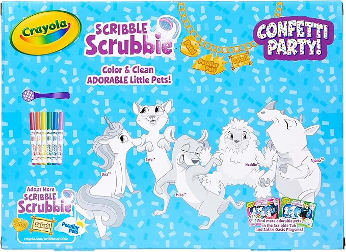 Crayola Scribble Scrubbie Toy Pet Playset, Confetti Party Pack, Coloring Toy for Kids, Gift for Ages 3, 4, 5, 6, 7