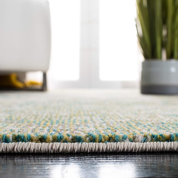 SAFAVIEH Madison Collection Runner Rug - 2' x 8', Green & Ivory, Modern Abstract Design, Non-Shedding & Easy Care, Ideal for High Traffic Areas in Living Room, Bedroom (MAD499Y)