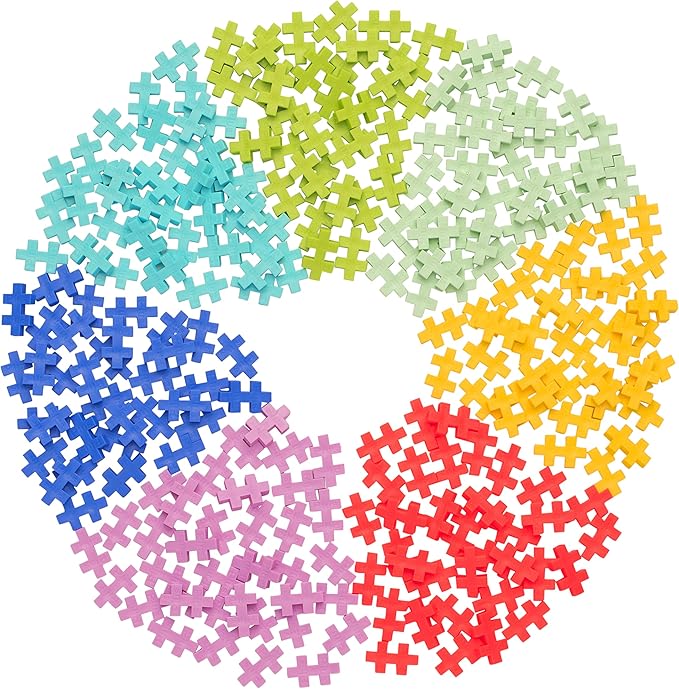 PLUS PLUS 240 Piece Interlocking Building Blocks for Kids, Open Ended Connecting Toys, STEM Bin Mini Manipulatives - Tropical Mix Play Tube & Baseplate