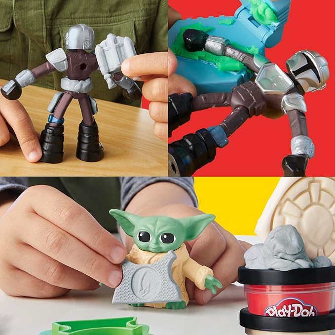 Play-Doh Star Wars: The Mandalorian Launching Speeder Playset, Bendy Grogu & 4 Inch Mando Action Figures, Imagination Toys for 4 Year Old Boys & Girls & Up