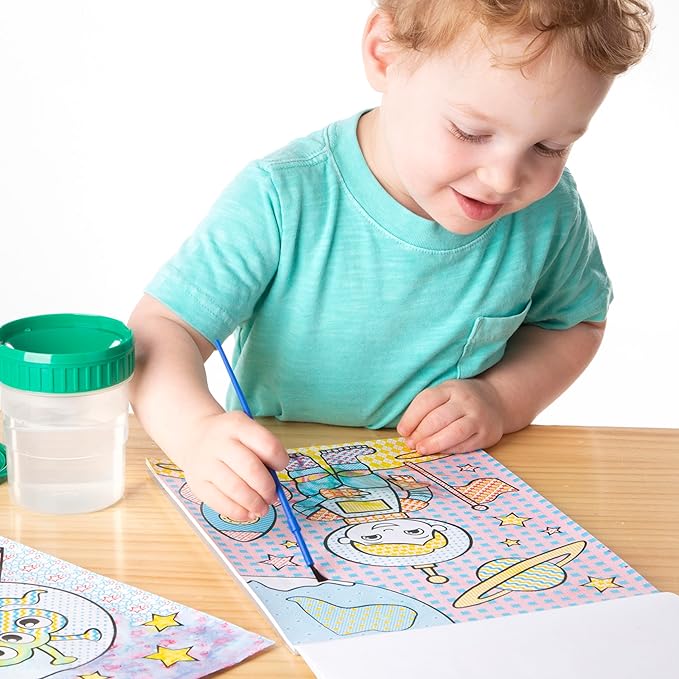 Melissa & Doug My First Paint With Water Kids' Art Pad With Paintbrush - Pirates, Space, Construction, and More
