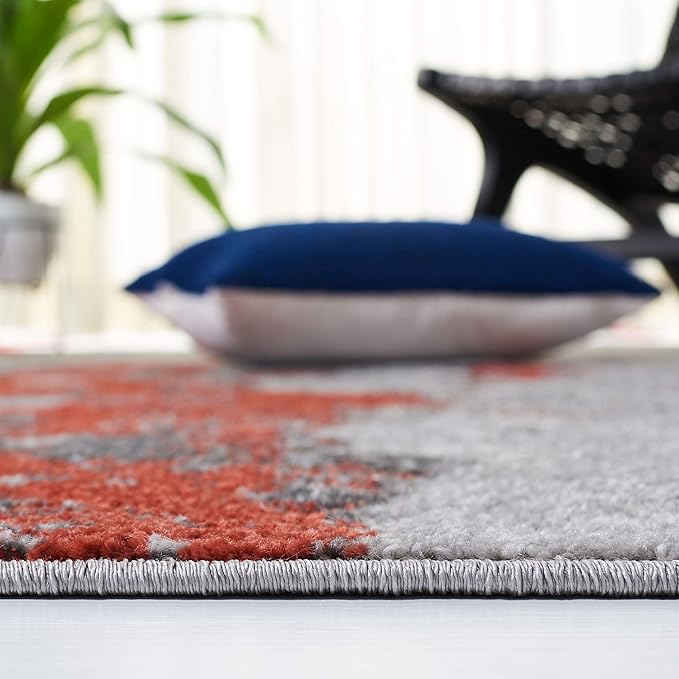 SAFAVIEH Adirondack Collection Runner Rug - 2'6" x 8', Orange & Grey, Modern Abstract Design, Non-Shedding & Easy Care, Ideal for High Traffic Areas in Living Room, Bedroom (ADR134P)