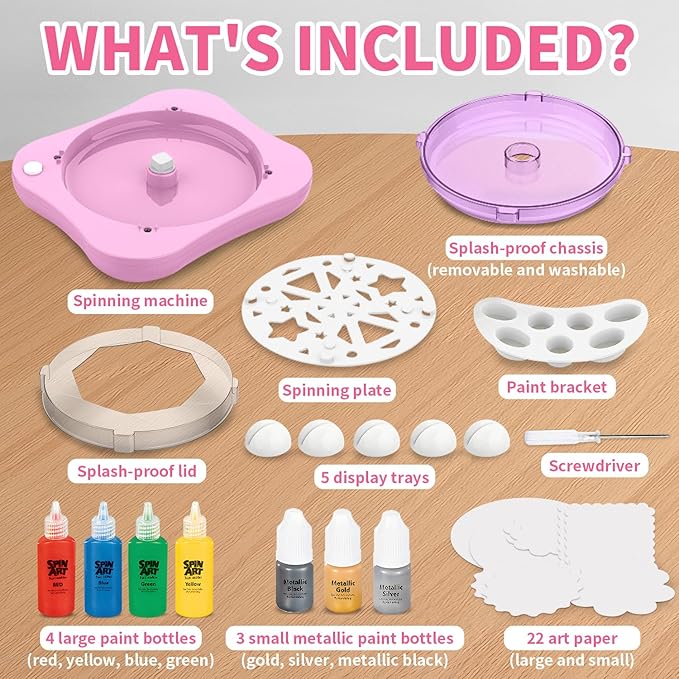 Paint Spin Art Machine Kit for Kids - Arts & Crafts Gifts for Boys Girls Ages 4-8 - Battery Operated Spinner Painting Toys - Birthday Gifts for 4 5 6 7 8 Year Old Girls