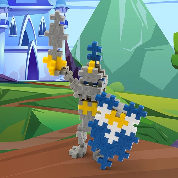 Plus Plus 3D Figure Building Block Set, Fun Stem Toys for Kids, 70 Interlocking Pieces - Knight Mini Maker Tube