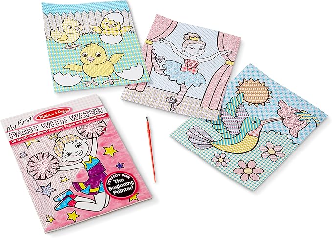 Melissa & Doug My First Paint With Water Art Pad - Cheerleaders, Flowers, Fairies, and More (24 Pages)