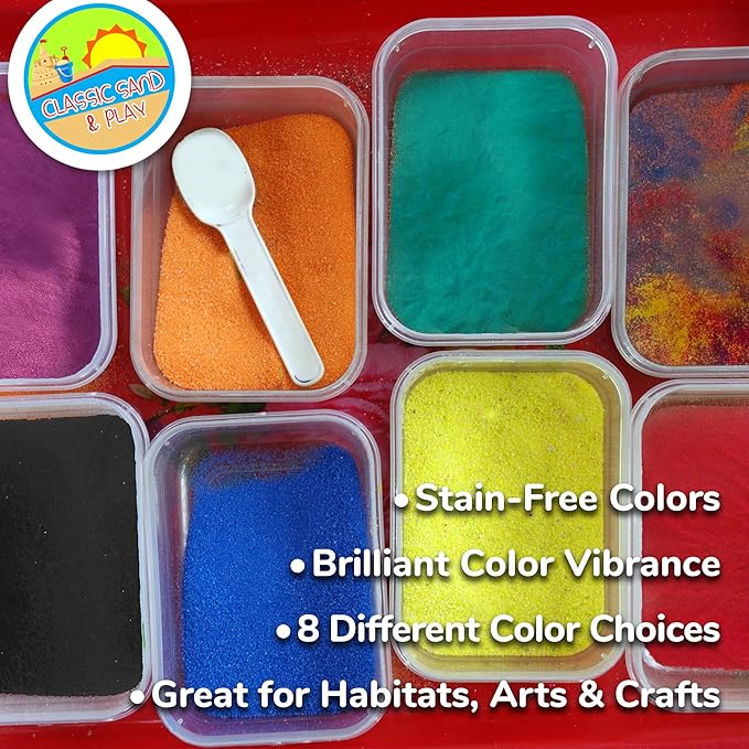 Classic Sand and Play Blue Colored Play Sand, 5 lb. Bag, Natural and Non-Toxic, Fun Wet and Dry Indoor and Outdoor, Sandbox, Therapy, and Table Use, Building, Stimulate Sensory Needs