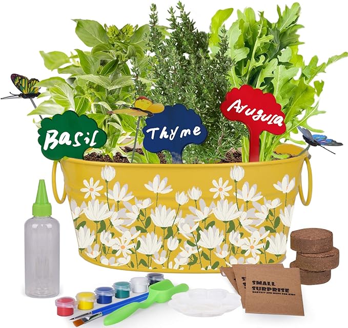 Paint & Plant Flower Gardening Kit - Gifts for Girls Ages 8-12, Arts and Crafts for Kids Ages 8-12, Kids Gardening Set, Birthday Toys Christmas Gifts for Girls Boys Ages 4 5 6 7 8 9 10 11 12