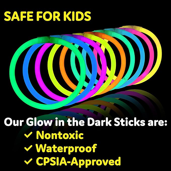 PartySticks Glow Sticks Party Supplies 800 pack - 8 Inch Glow in The Dark Light Up Sticks Party Favors, Glow Party Decorations, Neon Party Glow Necklaces and Glow Bracelets with Connectors