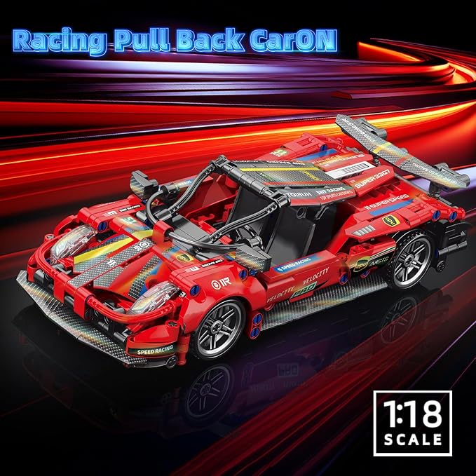 540 Piece Sports Car Model Building Kit for Kids,Teens and Adults,MOC 1:18 Racing Pull Back Car Model Building Set,STEM Educational Building Toy Car,Christmas Birthday Gift for Boy Girl Age 6+