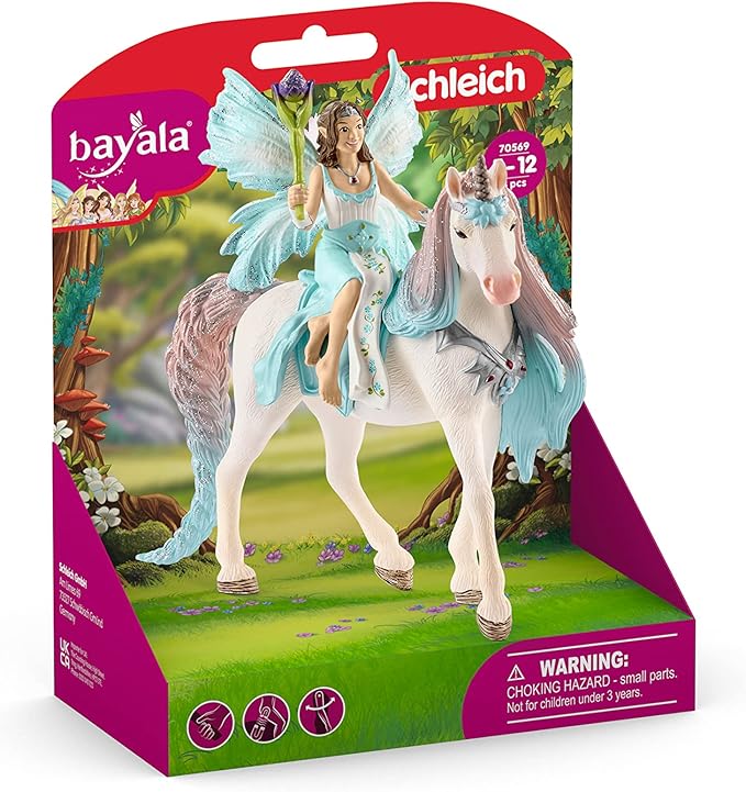 Schleich Bayala Fairy Eyela with Princess Unicorn Playset - Sparkling Flying Princess Doll with Unicorn and Magic Wand, Birthday Gift for Girls and Boys Ages 5-12