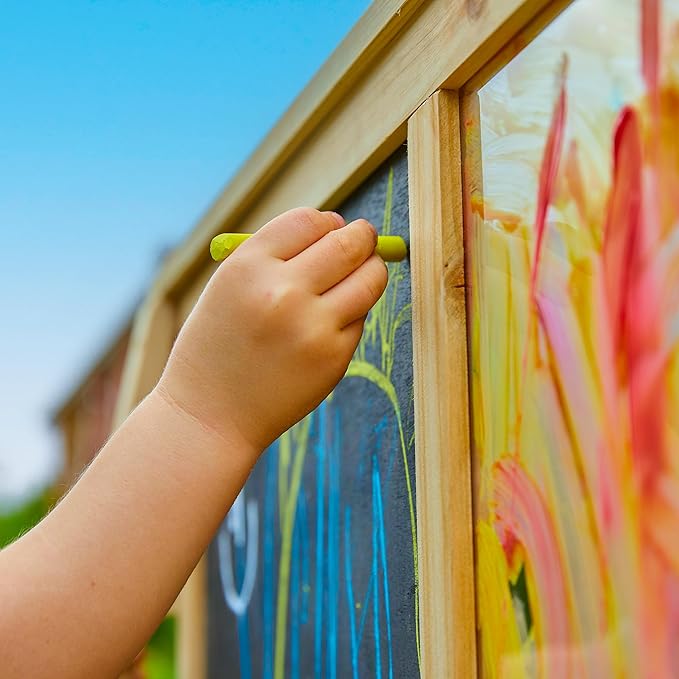 Chalkboard and Painting Easel for Kids. Wooden Double Sided Easel for Arts and Crafts, Learning and Playing. for Indoor and Outdoor Use FSC Treated Wood.