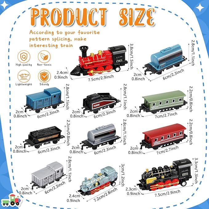 Hanaive 3 Sets Train Toys Mini Simulation Steam Toys Small Retro Steam Train Model Pull Back Set Diecast Locomotive Model Set for Boys and Girls Gifts Birthday Party Favor School Reward Gifts