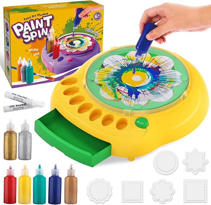 Arts and Crafts for Kids Ages 4-8,Paint Spin Art Machine Kit,Art Craft Set for 6-9 Year Old,Cool Painting Spinner Toys Kits Set,Art Supplies Birthday Gifts for Boy Girl Ages 6 7 8 9 10 11 12 (Green)