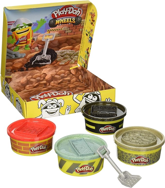 Play-Doh Wheels Buildin' Compound 4-Pack Bundle of Extra Large Cans, 4 Non-Toxic Colors