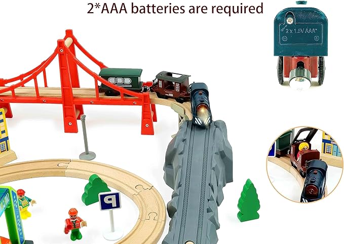 Battery Operated Train for Wooden Track, 3Pcs Motorized Train Toy for 3 4 5+Years Old Boy Girl Toddlers, Electric Trains Compatible with Thomas & Friends, Brio and Chuggington