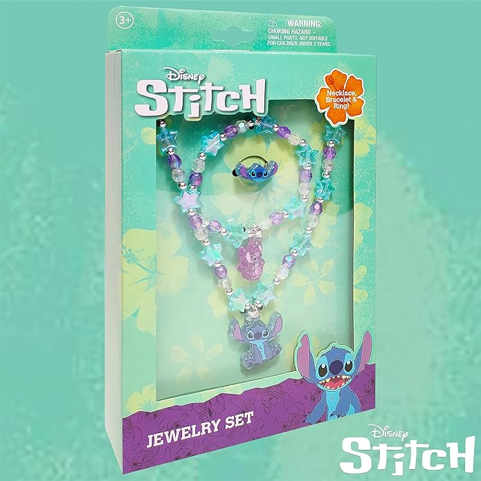 Girls Jewelry Set 3 Piece Princess Toys | Jewelry Set with Beaded Necklace for Gilrs - Toddler Bracelets and Girls Ring | Toddler Girl Toys | Kids Jewelry for Girls | Princess Dress up Ages 3+