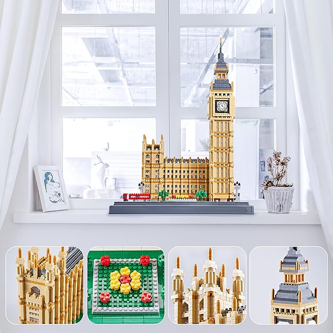 Real Big Ben Micro Building Blocks Set for Adults 6473 PCS - World Famous Architectural Model Toys Presents for Kid Age of 14+