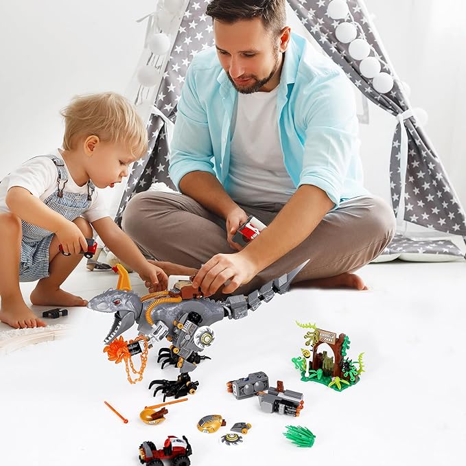 ENJBRICK Dinosaur Building Set for Boys 8-14 Years,Dino Toy for Boys and Girls, with Truck,Baby Dino for Movie Fans Birthday Gifts