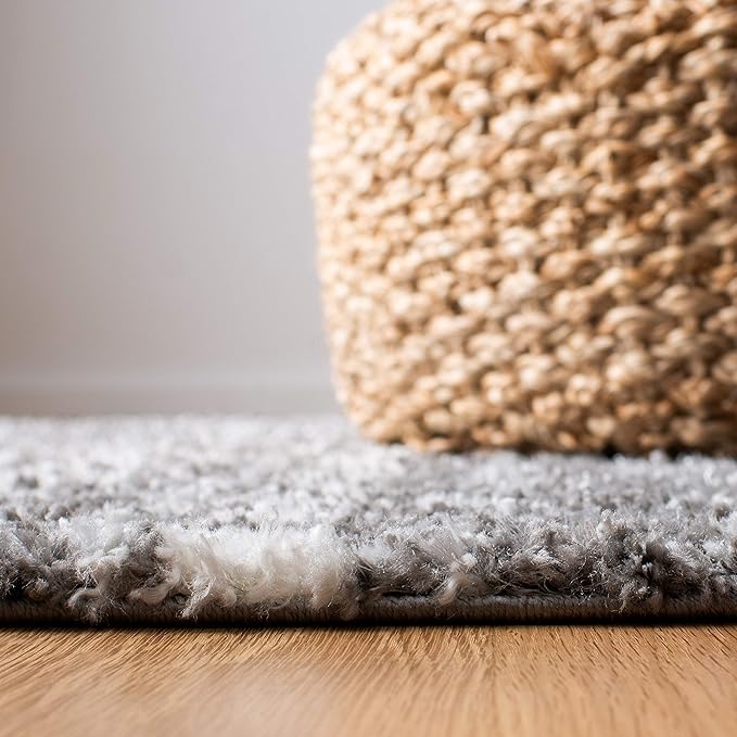 SAFAVIEH Berber Fringe Shag Collection 2'2" x 8' Grey/Ivory BFG516F Moroccan Non-Shedding Living Room Bedroom Dining Room Entryway Plush 1.2-inch Thick Runner Rug