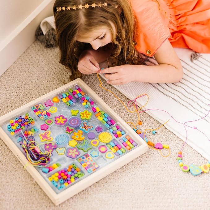 Melissa & Doug Created by Me Bead Bouquet Deluxe Wooden Bead Set With 220+ Beads for Jewelry-Making Kits for Kids 4+ - FSC-Certified