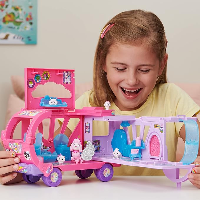 Hatchimals CollEGGtibles, Transforming Rainbow-Cation Camper Toy Car with 6 Exclusive Characters, 10 Accessories, Kids Toys for Girls Ages 5 and up