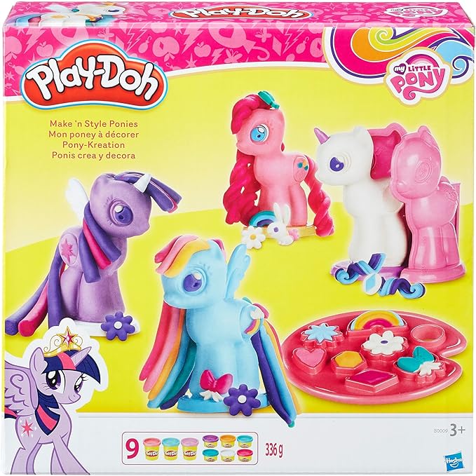 Play-Doh Make 'n Style Ponies Playset, My Little Pony Figures, 9 Colors, Kids Arts & Crafts Set, Preschool Toys, Easter Gifts for Girls & Boys, Ages 3+ (Amazon Exclusive)