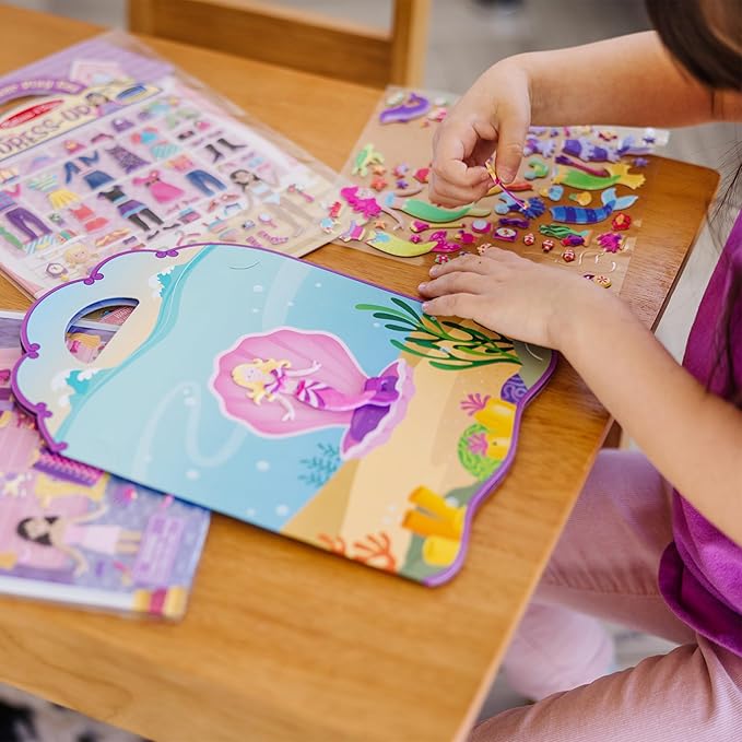 Melissa & Doug Puffy Sticker Activity Books Set: Dress-Up, Princess, Mermaid - 208 Reusable Stickers - FSC Certified