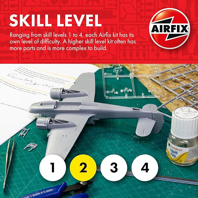 Airfix Model Set - A04065 de Havilland Mosquito PR.XVI Model Building Kit - Plastic Model Plane Kits for Adults & Children 8+, Set Includes Sprues & Decals - 1:72 Scale Model
