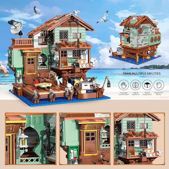 Fisherman's Wharf House Mini Bricks Building Kit, Ideas Creative Architecture Building Toys Birthday Gift for Adult Boys Girls -2046 Pieces (Not Compatible with Lego Set)