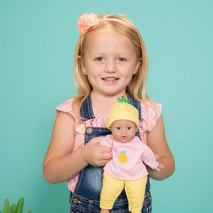 ADORA 11" Soft Cuddly Baby Doll with Blue Eyes, Blonde Hair, Bottle, Beanie, Pink/Yellow - Amazon Exclusive