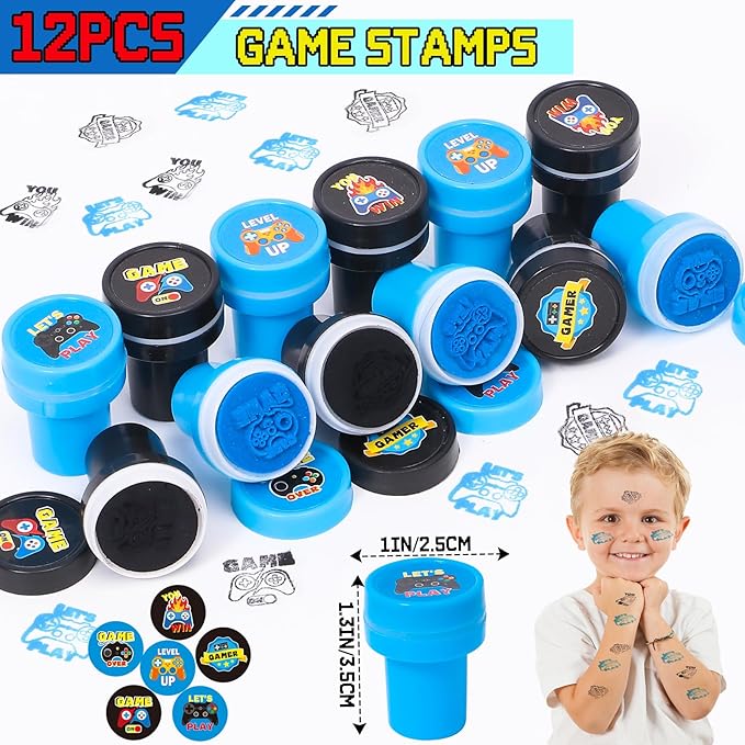 Video Game Party Favors Gamer Birthday Party Supplies for Kids Non Woven Bags Bracelet Stamper Game on Gift Goodie Bag Fillers Boy Gaming Party Favors