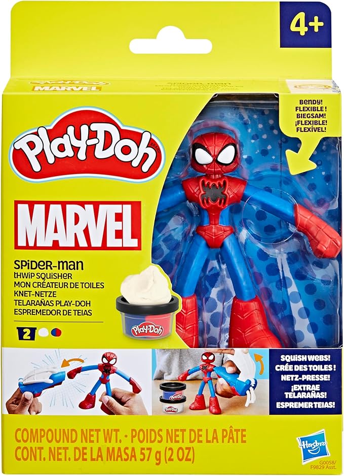 Play-Doh Marvel Spider-Man Thwip Squisher Set with Bendy Action Figure, Imagination Toys for 4 Year Old Boys and Girls and Up