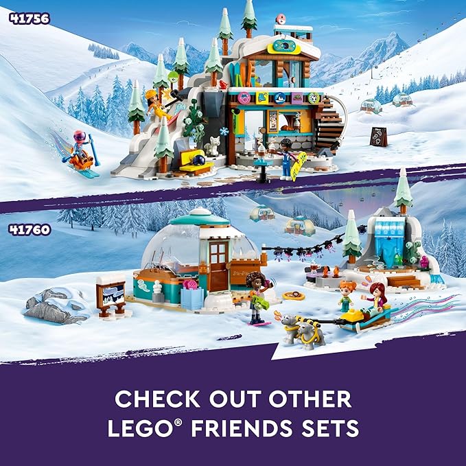 LEGO Friends Holiday Ski Slope and Café 41756 Building Toy Set, Creative Fun for Ages 9+ with 3 Mini-Dolls and Lots of Accessories, A Gift for Kids Who Love Snow Sports or Role Playing