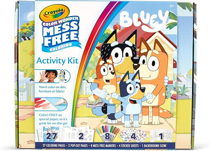 Crayola Color Wonder Bluey Activity Kit, Mess Free Coloring, Toddler Travel Activity, Bluey Toys for Kids, Gifts for Boys & Girls, 3+
