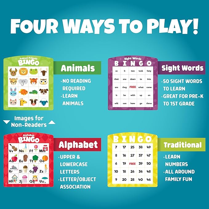 Chuckle & Roar - Family Bingo - Game Night Staple - Counting and Matching Skills for Kids - Classic Game Perfect for preschoolers