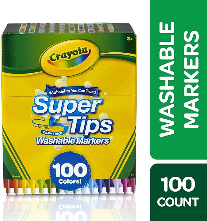 Crayola Super Tips Marker Set (100ct), Fine Point Washable Markers, Drawing Markers for Kids & Adults, Great for Thick & Thin Lines