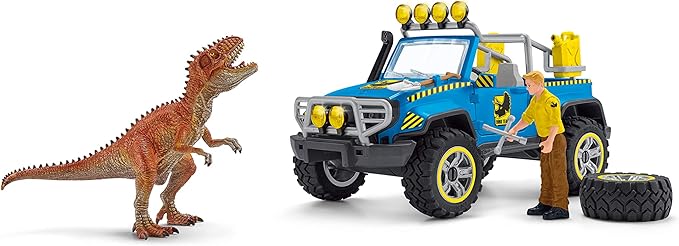 Schleich Dinosaur Toy Truck with Dino Outpost & Giganotosaurus 36- Piece Playset for Kids Ages 4+