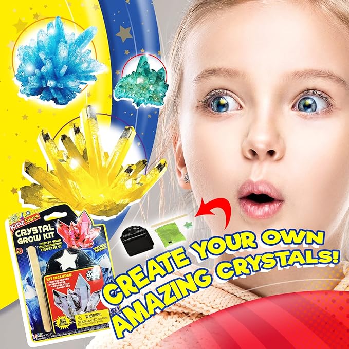 JA-RU Kids Science Kit Crystal Grow Kit (3 Crystal Kits) DIY Stem Learning Toys Grow Crystals Kit for Kids Growing Gemstone & Crystals. Cool Educational Toy Science Toy Gifts for Boys & Girls 5423-3s