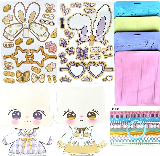 Muloo Goods Paper Craft DIY Hair Stylist for Kids, Fun Paper Cut Set, 4 Wigs (10)