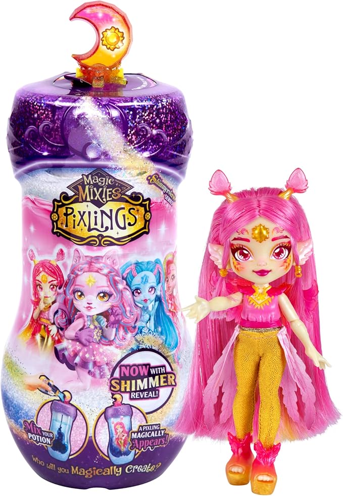 Magic Mixies Pixlings Shimmerverse Series, Create & Mix Magic Potion to Magically Reveal Pheona The Pheonix, This Beautiful 6.5" Shimmerverse Pixling Fashion Doll Appears Inside The Potion Bottle