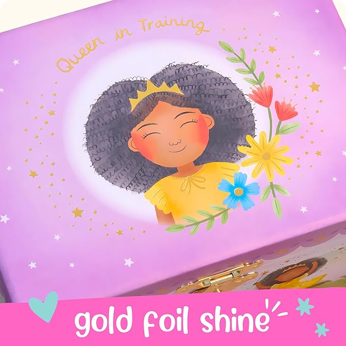 Giggle & Honey Musical Ballerina Jewelry Box for Girls - Kids Dancing Ballerina Music Box with Mirror, Black Ballerina Gifts for Little Girls, Childrens Birthday Gift, Ages 3-10