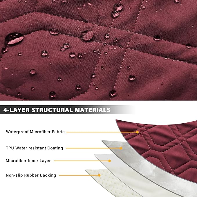 Recliner Chair Cover Sofa Slipcover Non-Slip Chair Couch Cover Machine Washable Furniture Protector with Straps for Dogs(Burgundy, 30inch Recliner)