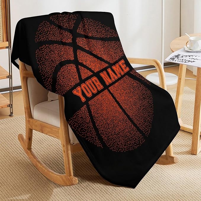Custom Basketball Blanket - Soft Flannel Sports Basketball Blankets for Teens Adults Women Men Basketball Lovers - Warm Basketball Throw Blankets for All Season Lap, Chair, Sofa - 70"x50"