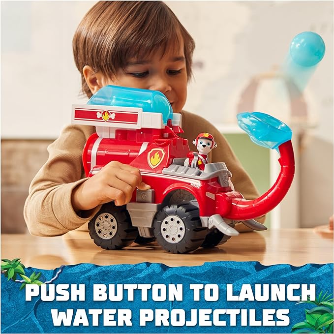 PAW Patrol Jungle Pups, Marshall Elephant Firetruck with Projectile Launcher, Toy Truck with Action Figure, Kids Toys for Boys & Girls Ages 3 and Up