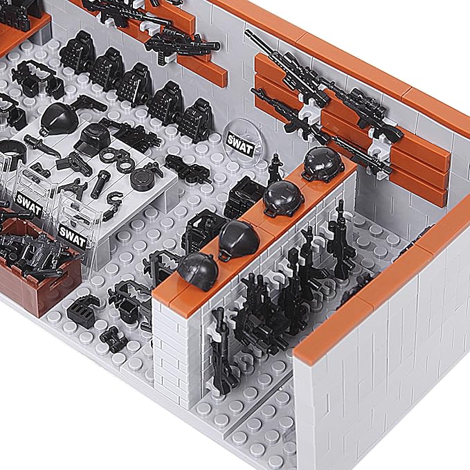 Military Base Army Base Building Blocks Sets WW2 Battle Brick Armory Swat Team Weapons Pack Toys Compatible with Major Brands Bricks(568 Pcs)