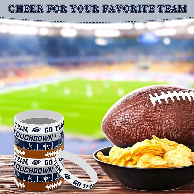 Deekin 32 Pcs Football Silicone Bracelets Football Party Favor Bracelet Football Motivational Rubber Bracelets for Men Women Fan Party Favors Sport Theme Birthday Party Supplies Gifts (Classic)
