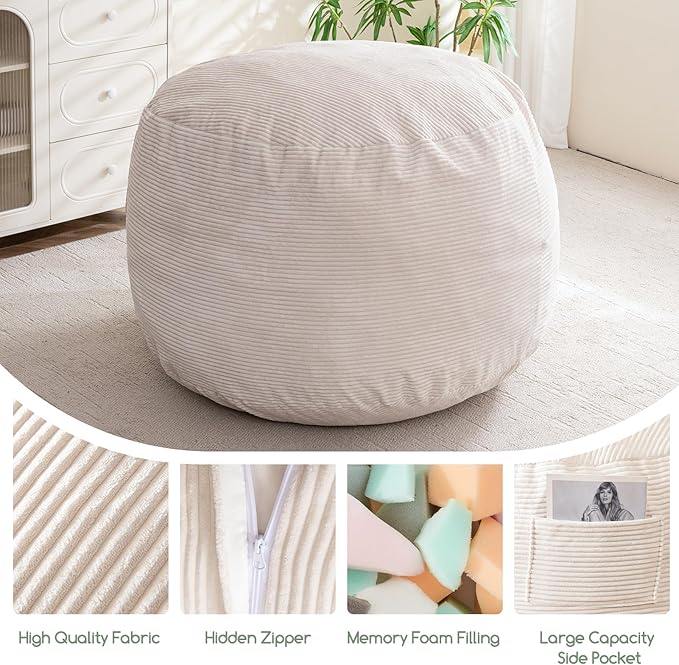 HIGOGOGO Giant Bean Bag Chair Bed for Adults,Convertible Beanbag Folds from Lazy Chair to Floor Mattress Bed,Large Floor Sofa Couch for Adult,Couples,Family,High-Density Foam Filling, Machine Washable